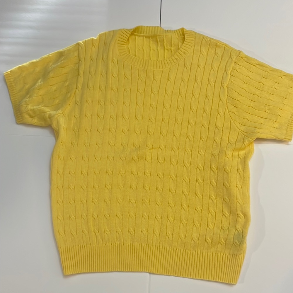 Yellow Cable Knit Men's Sweater